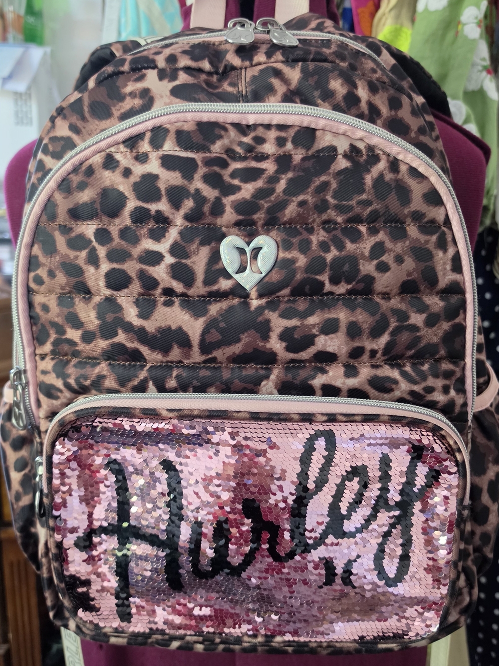 Hurley Leopard Sequin Backpack - Pink/Brown